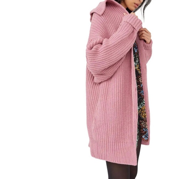FREE PEOPLE Swim Too Deep Cardigan NWT Sz XS Smoked Pink - Picture 3 of 16